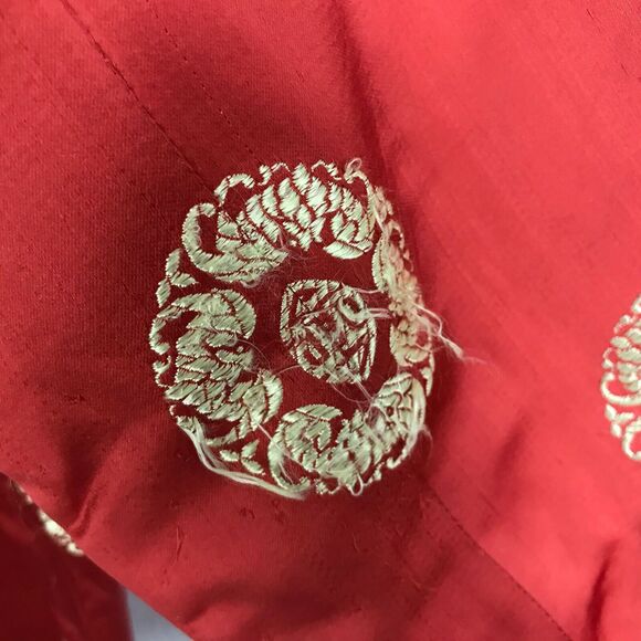 Vintage Womens Blazer Size M/L Red Gold Asian Style Quilted Accents Sateen - Picture 12 of 12
